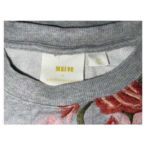 Anthropology Maeve Marcie Embroidered Floral Sweatshirt - Picture 4 of 11